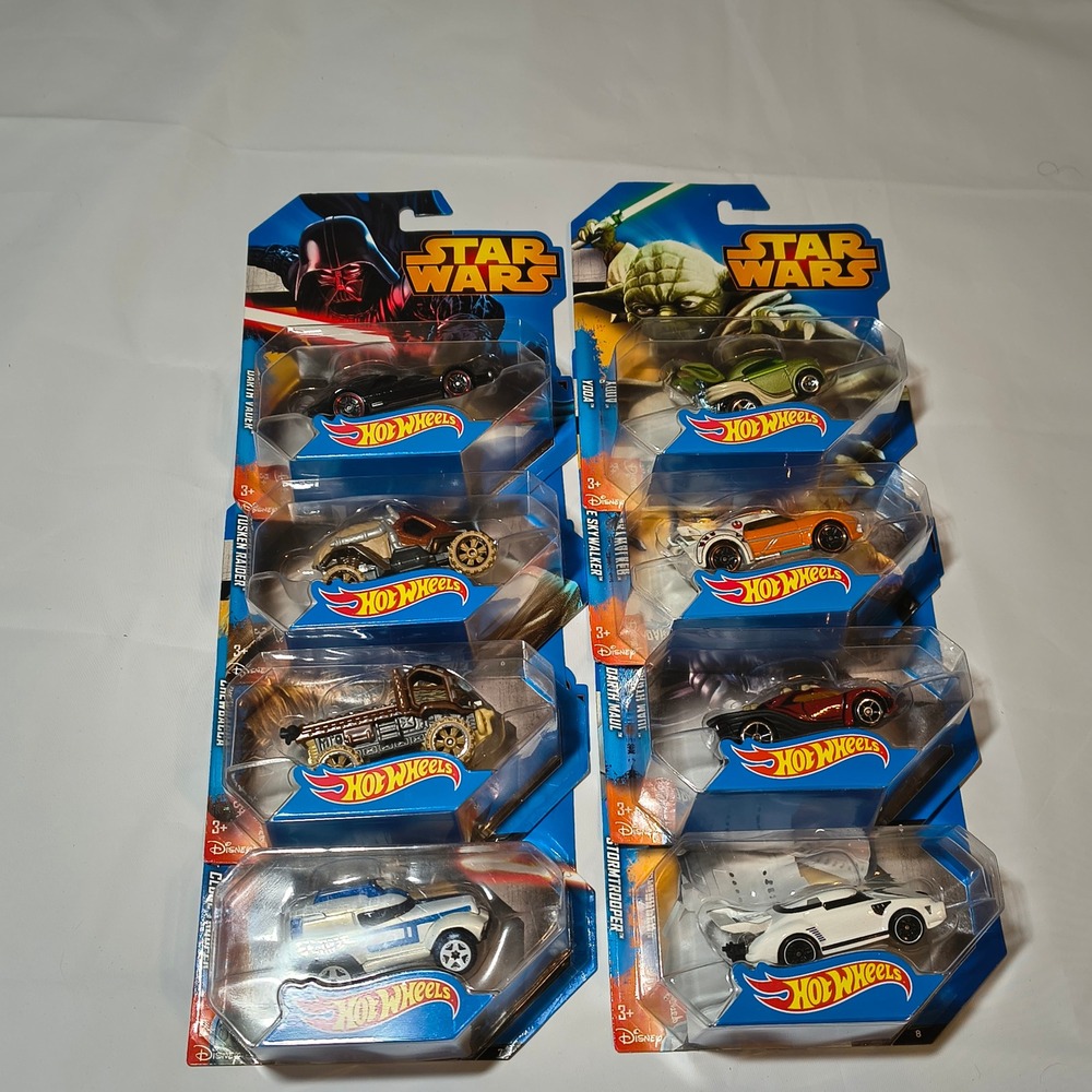 Hot Wheels Star Wars Character Cars Lot of 8 Darth Vader Yoda Luke Skywalker New